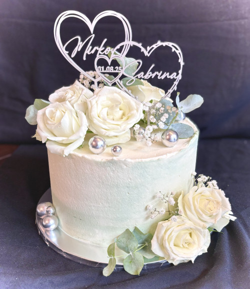Green & Silver Hochzeitstorte