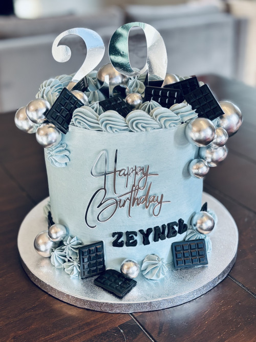 Silver & Blue Cake